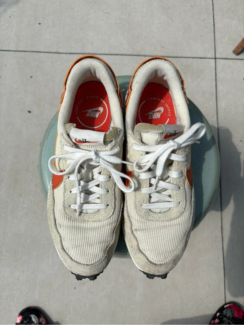 Nike Women's Waffle Debut  Low-Top Sneakers in Muslin/Campfire Orange size 9